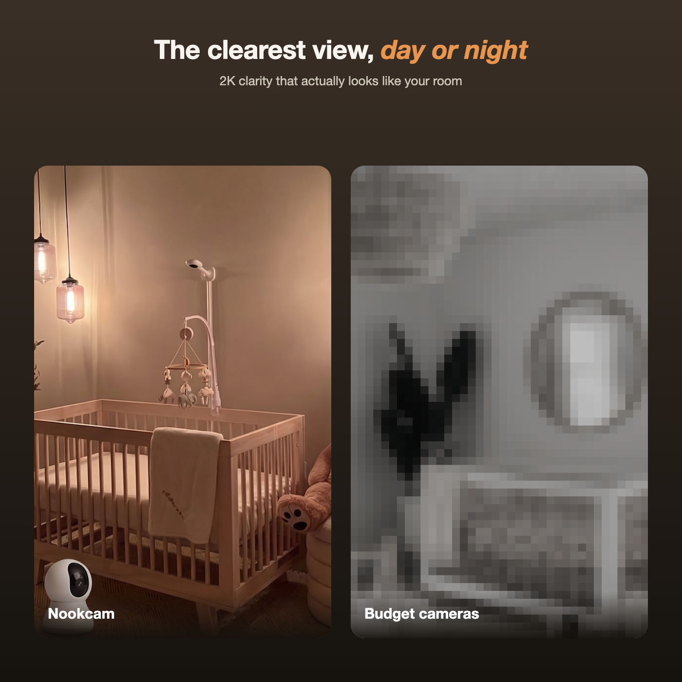 Nookcam clear view compared with a blurry budget camera
